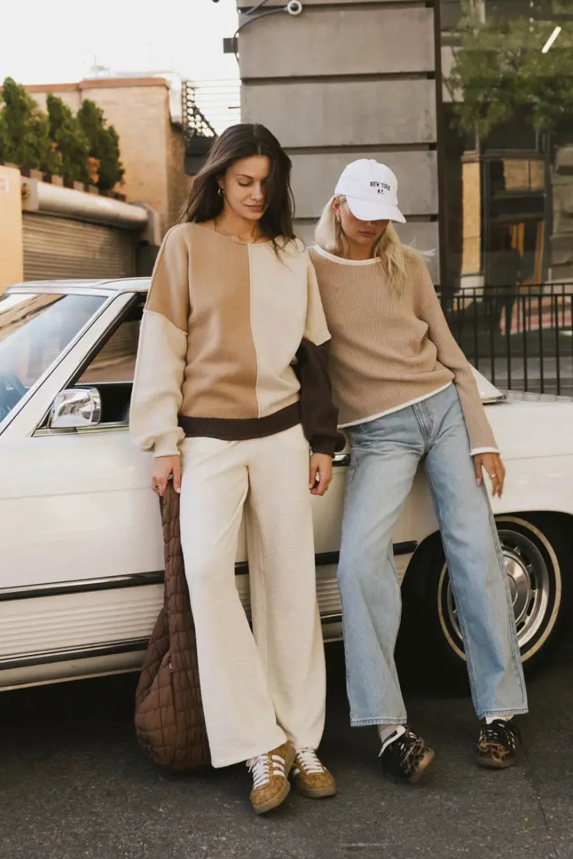 Tops | Sweaters>Bohme Abara Colorblock Sweater in Oatmeal