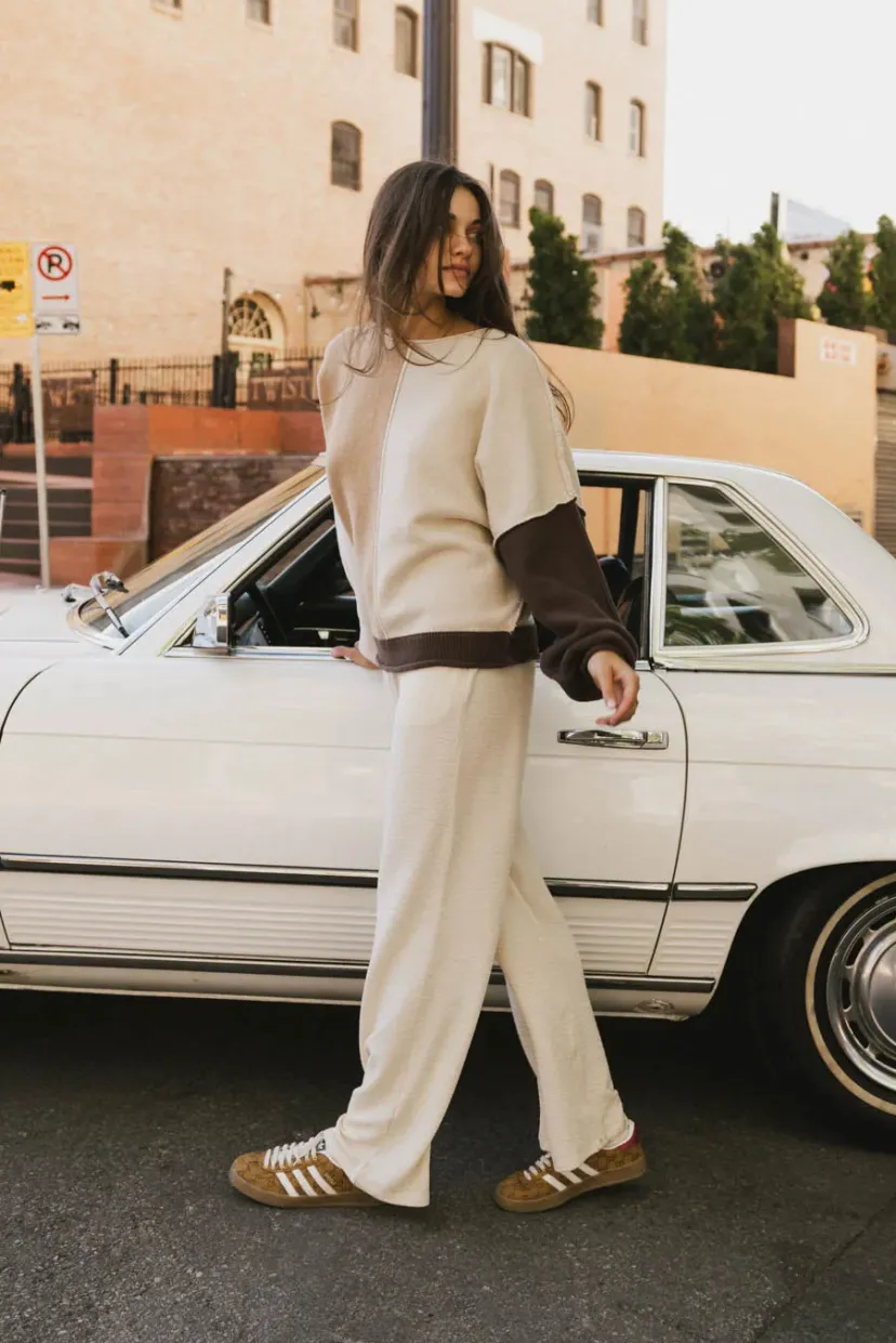 Tops | Sweaters>Bohme Abara Colorblock Sweater in Oatmeal