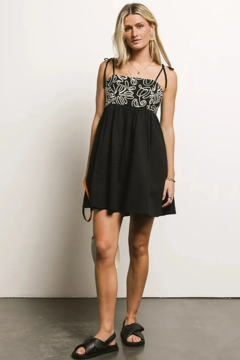 Dresses | Mini Dresses>Bohme Abstract Embroidered Mini Dress in - FINAL SALE Black