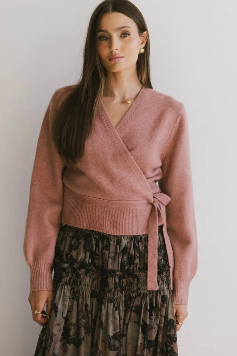 Tops | Cardigans>Bohme Addie Wrap Cardigan in Rose