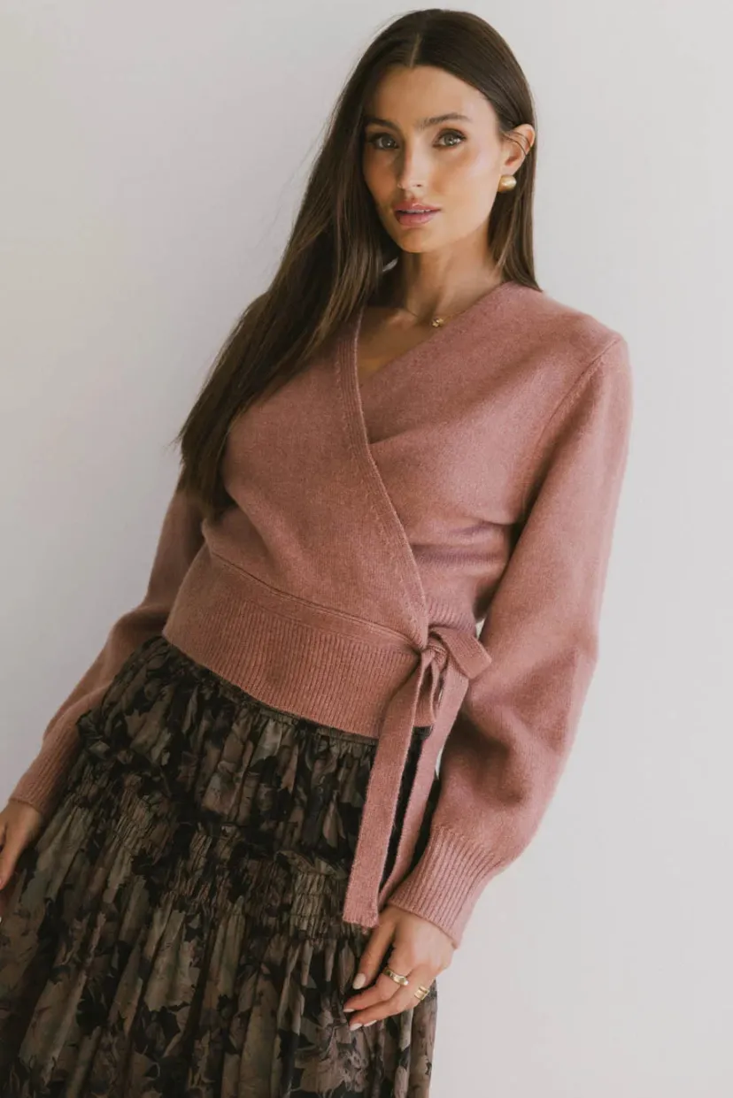 Tops | Cardigans>Bohme Addie Wrap Cardigan in Rose