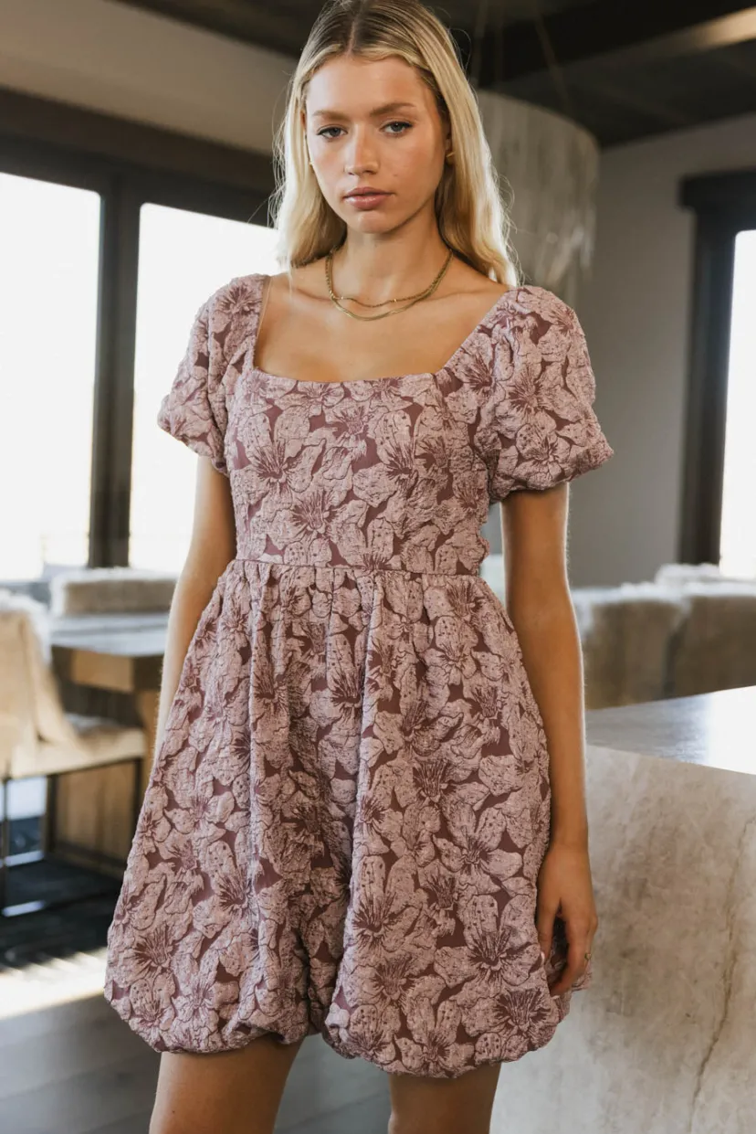 Dresses | Mini Dresses>Bohme Aisling Bubble Mini Dress in Mauve