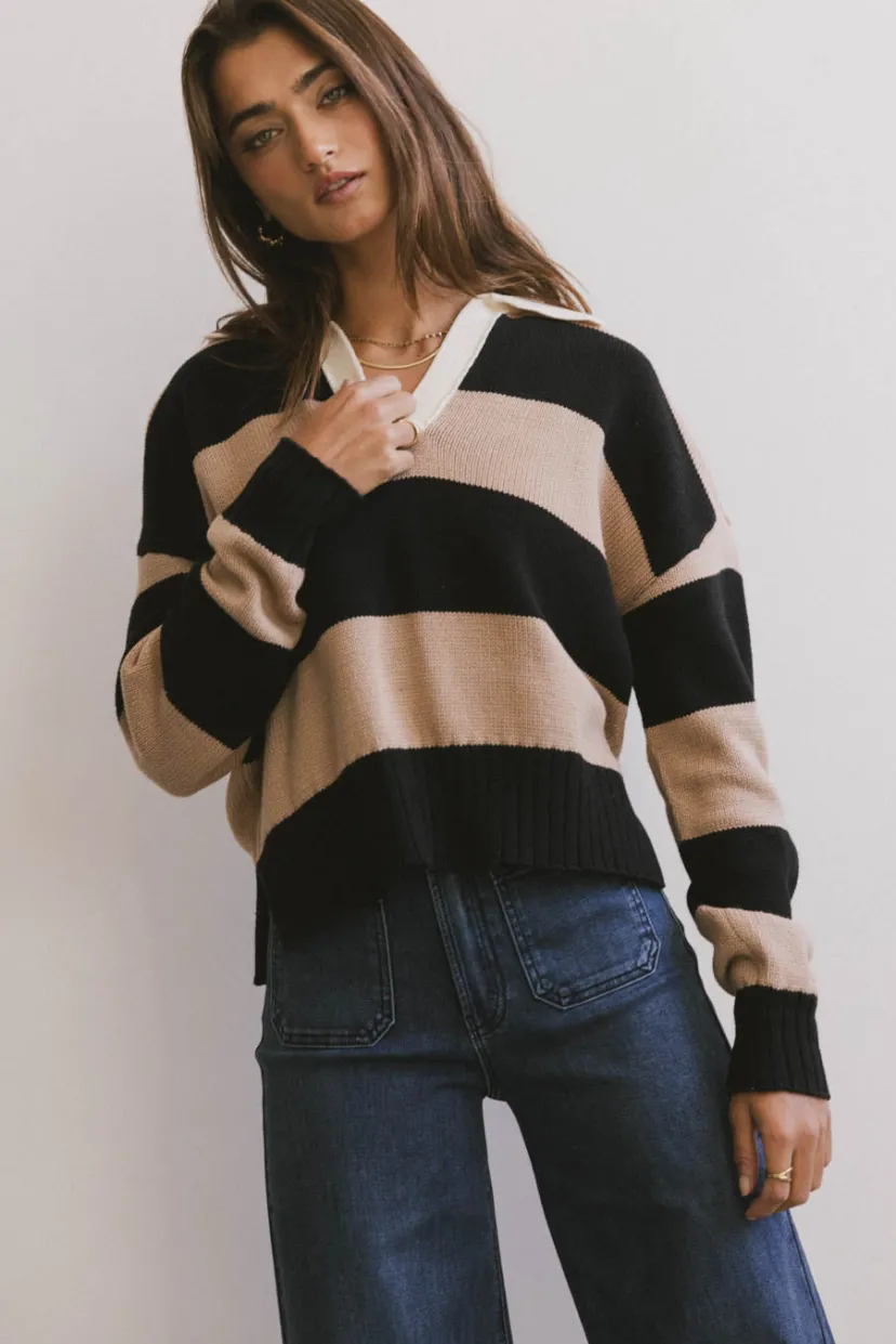 Tops | Sweaters>Bohme Akari Striped Sweater in Camel