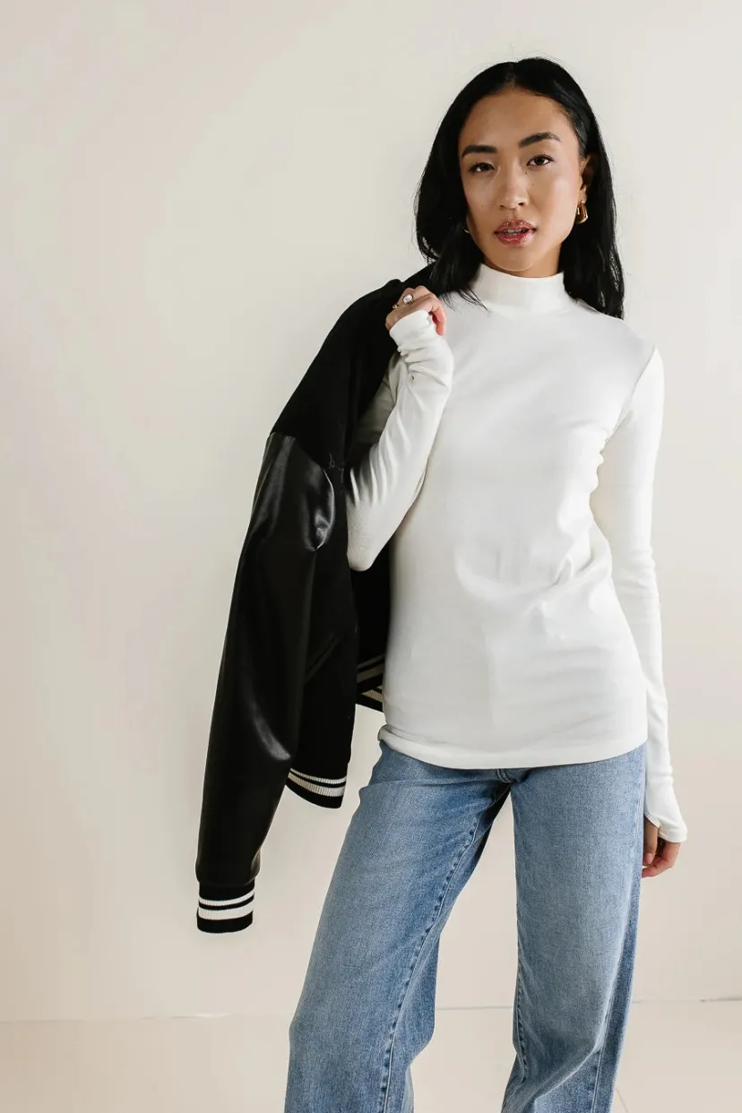 Tops | Tees & Tanks>Bohme Alani Mock Neck Top in Ivory