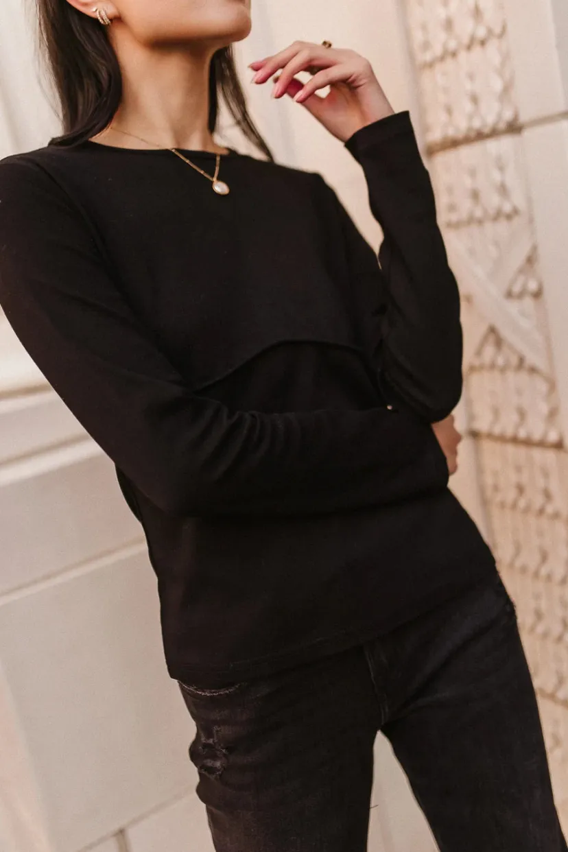 Tops | Tees & Tanks>Bohme Alexa Long Sleeve Top in Black