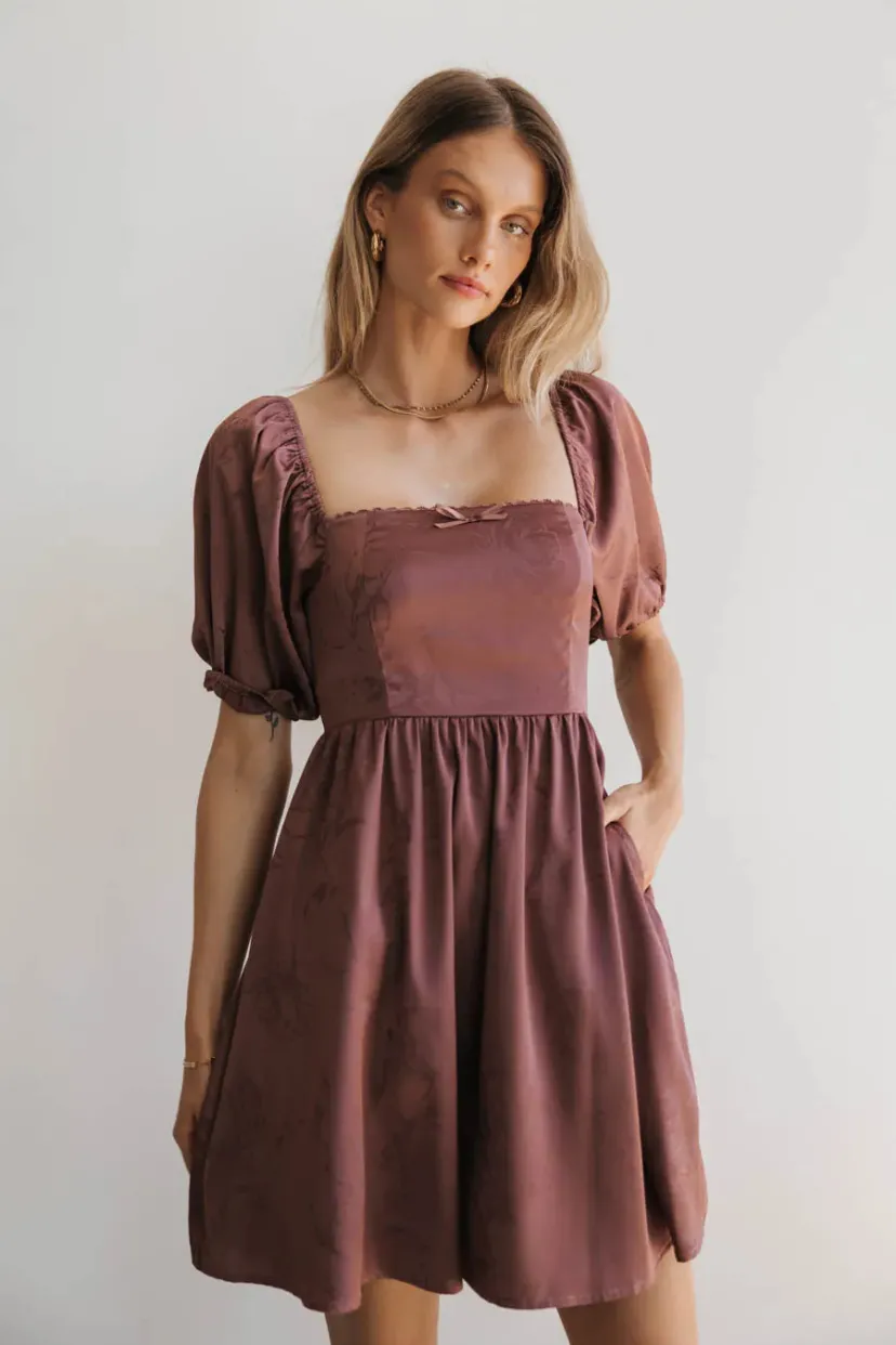 Dresses | Mini Dresses>Bohme Alexis Satin Mini Dress in Mauve