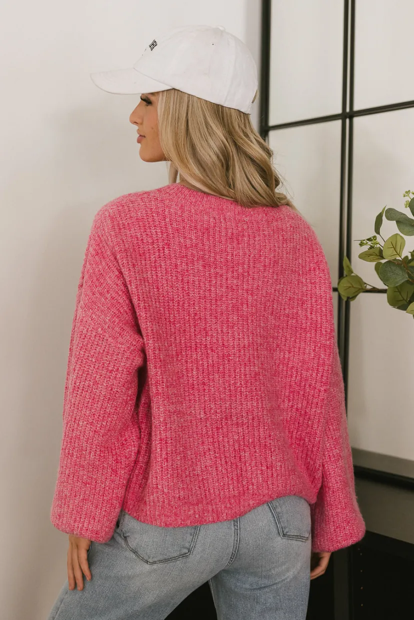 Tops | Sweaters>Bohme Aliyah Knit Sweater in Pink