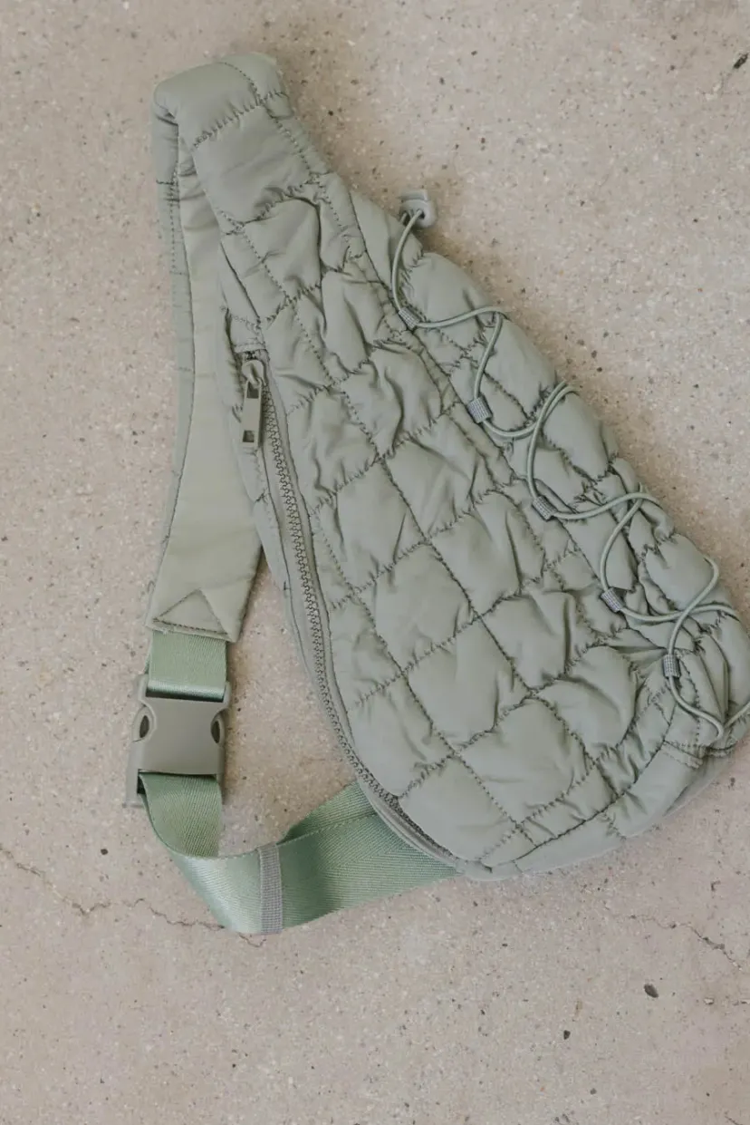 Bags>Bohme Aliyah Quilted Sling Bag in Sage