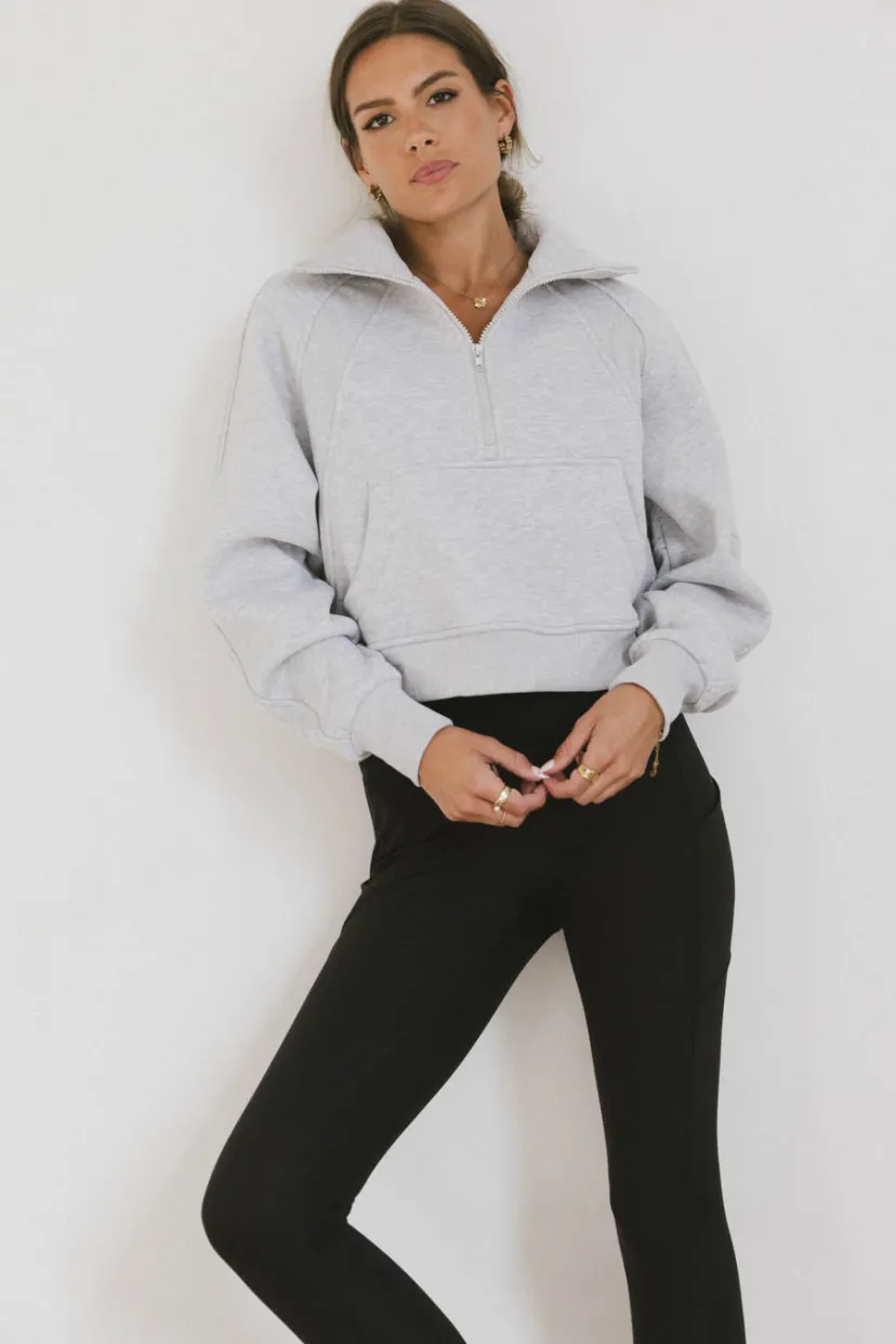 Tops | Sweaters>Bohme Alyssa Half Zip in Heather Grey Heathergrey