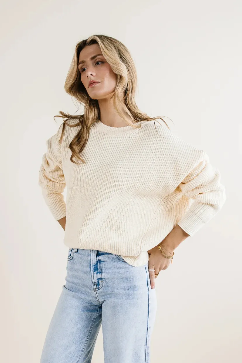 Tops>Bohme Alyssa Knit Sweater in Ivory