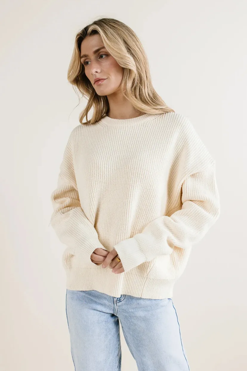 Tops>Bohme Alyssa Knit Sweater in Ivory