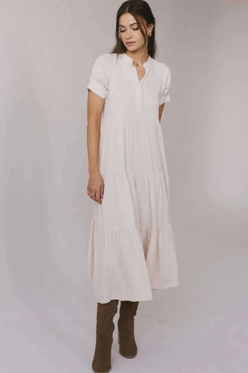 Dresses | Maxi Dresses>Bohme Amanda Tiered Dress in Cream