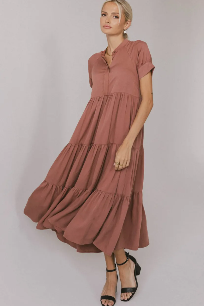 Dresses | Midi Dresses>Bohme Amanda Tiered Dress in Raisin