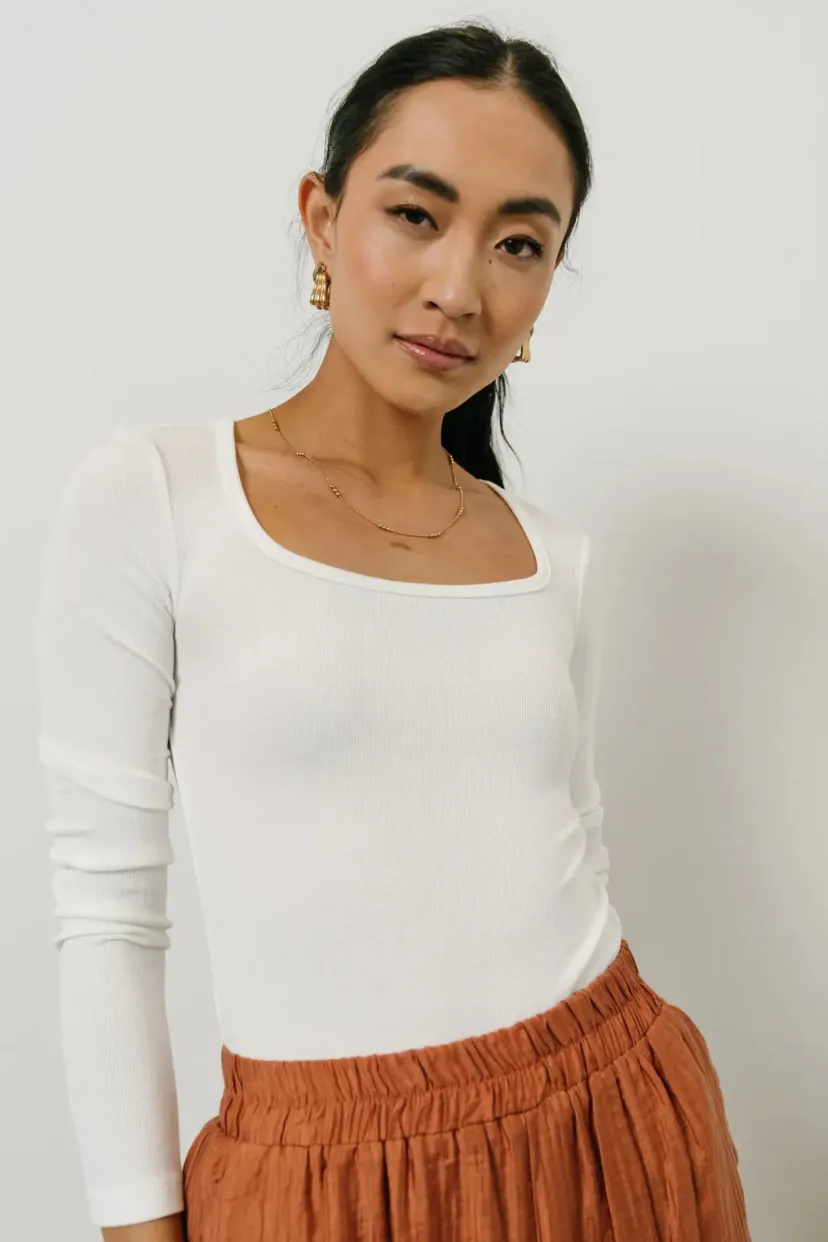 Tops | Tees & Tanks>Bohme Amy Square Neck Bodysuit in White