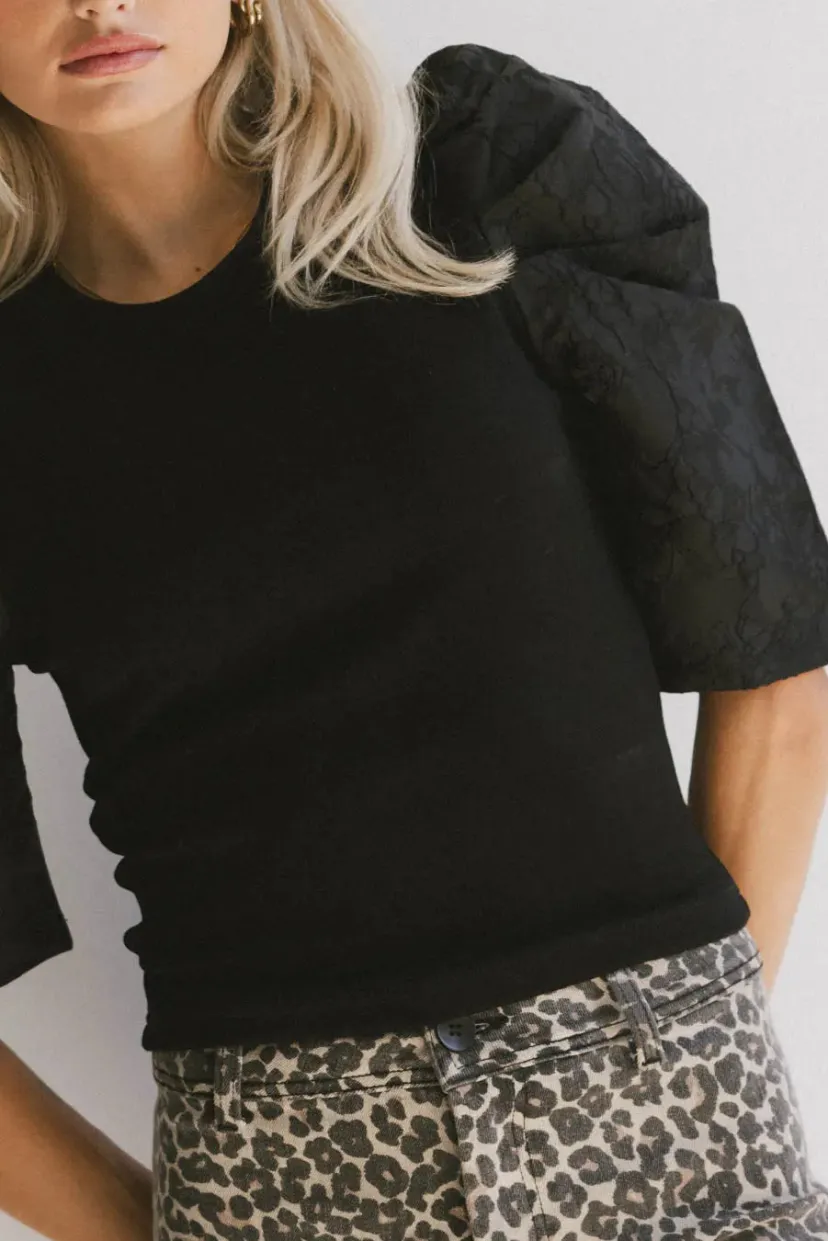 Tops | Blouses>Bohme Andrea Mixed Media Top in Black