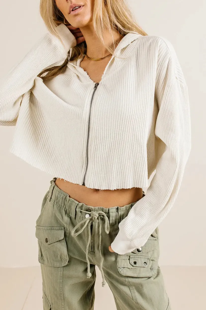 Tops>Bohme Anna Zip Up in Cream