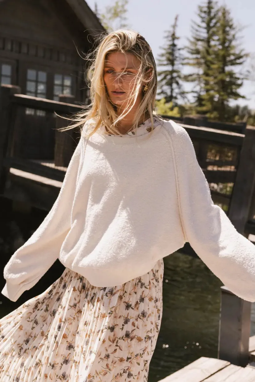 Tops | Sweaters>Bohme Annaleah Textured Sweatshirt in Cream