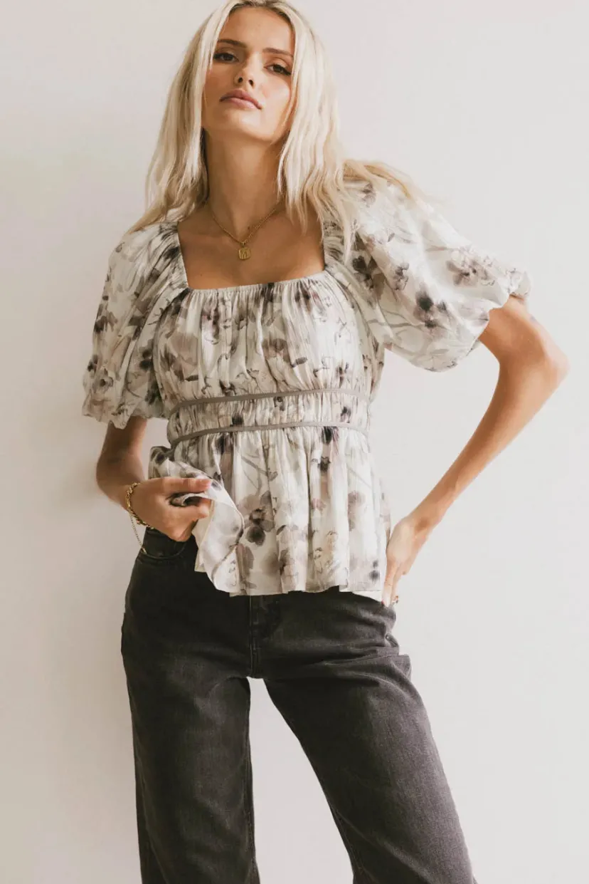 Tops | Blouses>Bohme Arden Floral Tie Blouse