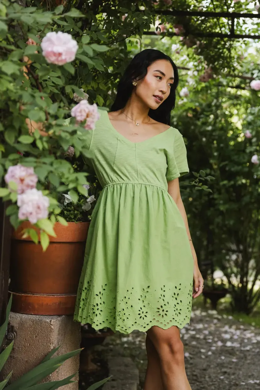 Dresses | Mini Dresses>Bohme Aria Eyelet Lace Mini in - FINAL SALE Green