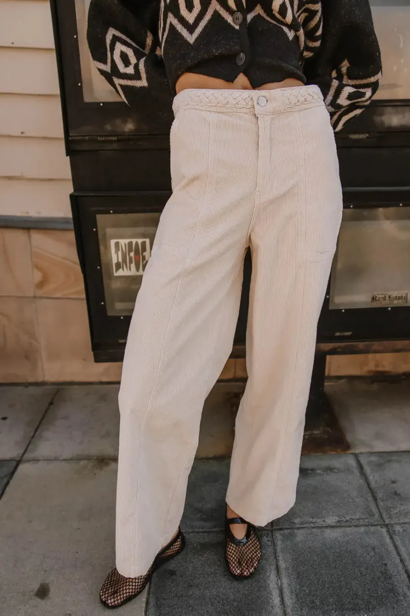 Pants | All Bottoms>Bohme Ariella Corduroy Pants in Ivory