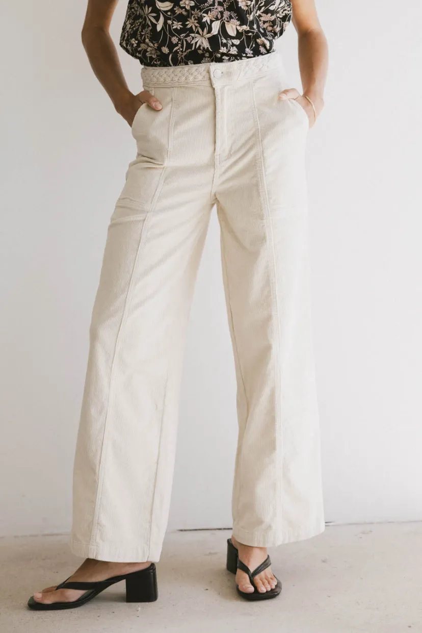 Pants | All Bottoms>Bohme Ariella Corduroy Pants in Ivory