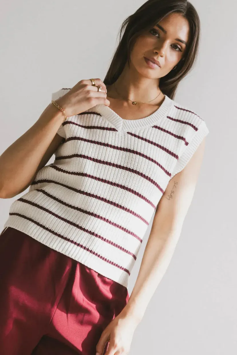 Tops | Sweaters>Bohme Ashen Sweater Vest in Burgundy