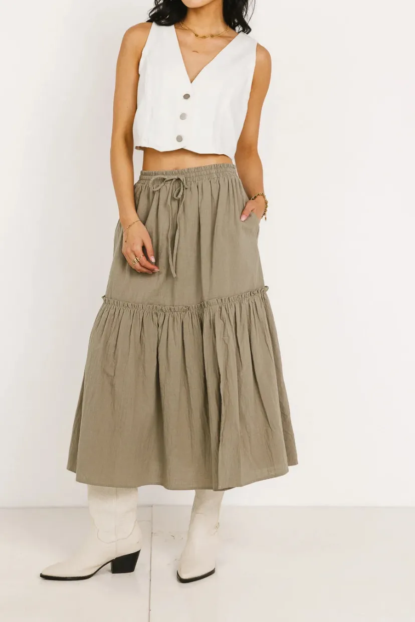 Skirts | All Bottoms>Bohme Aspen Midi Skirt in Olive