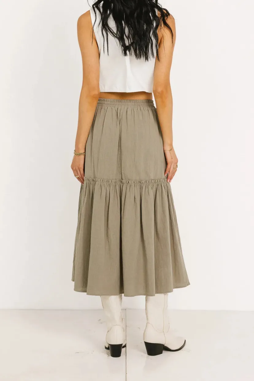 Skirts | All Bottoms>Bohme Aspen Midi Skirt in Olive