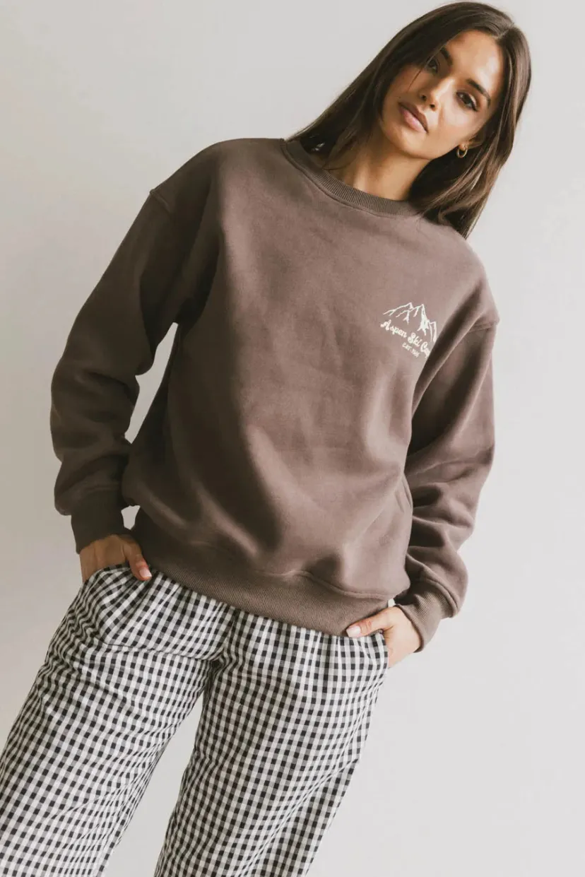 Tops | Sweaters>Bohme Aspen Ski Camp Crewneck in Brown