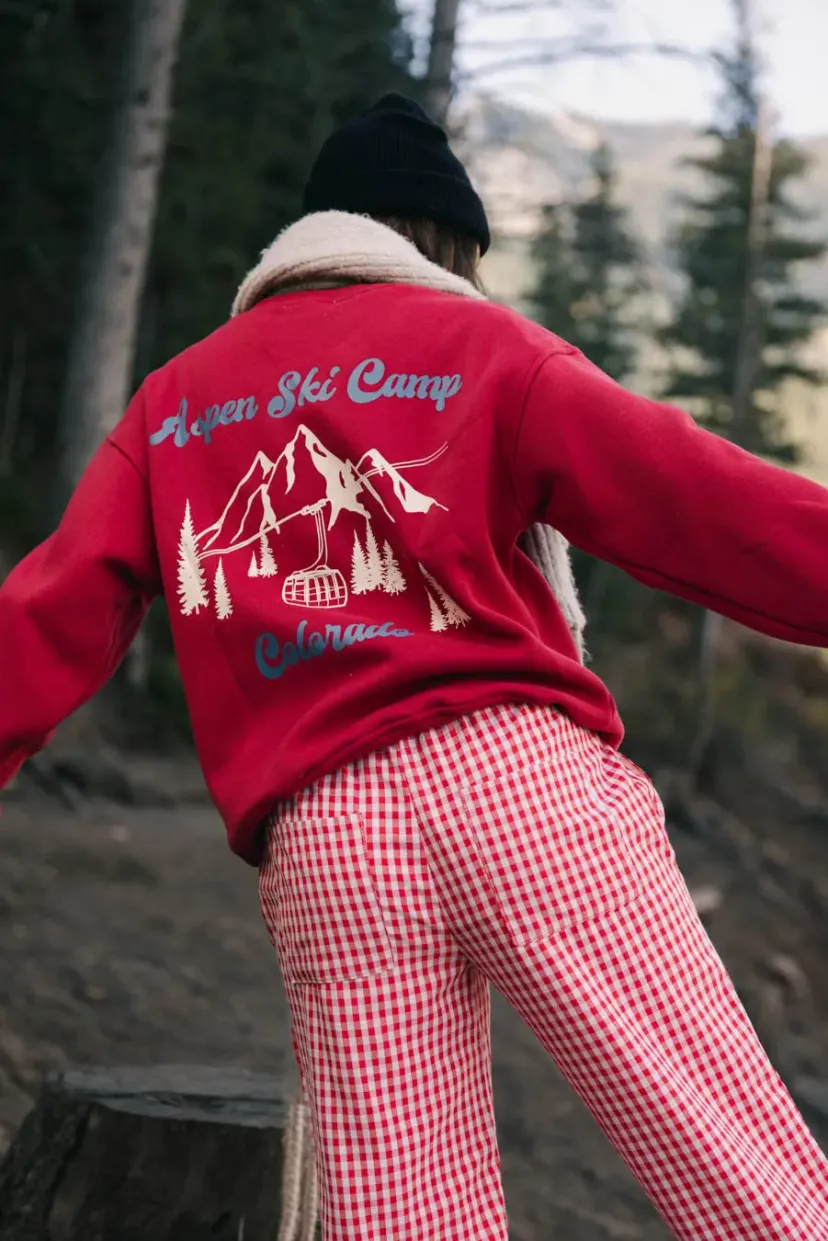 Tops | Sweaters>Bohme Aspen Ski Camp Crewneck in Red