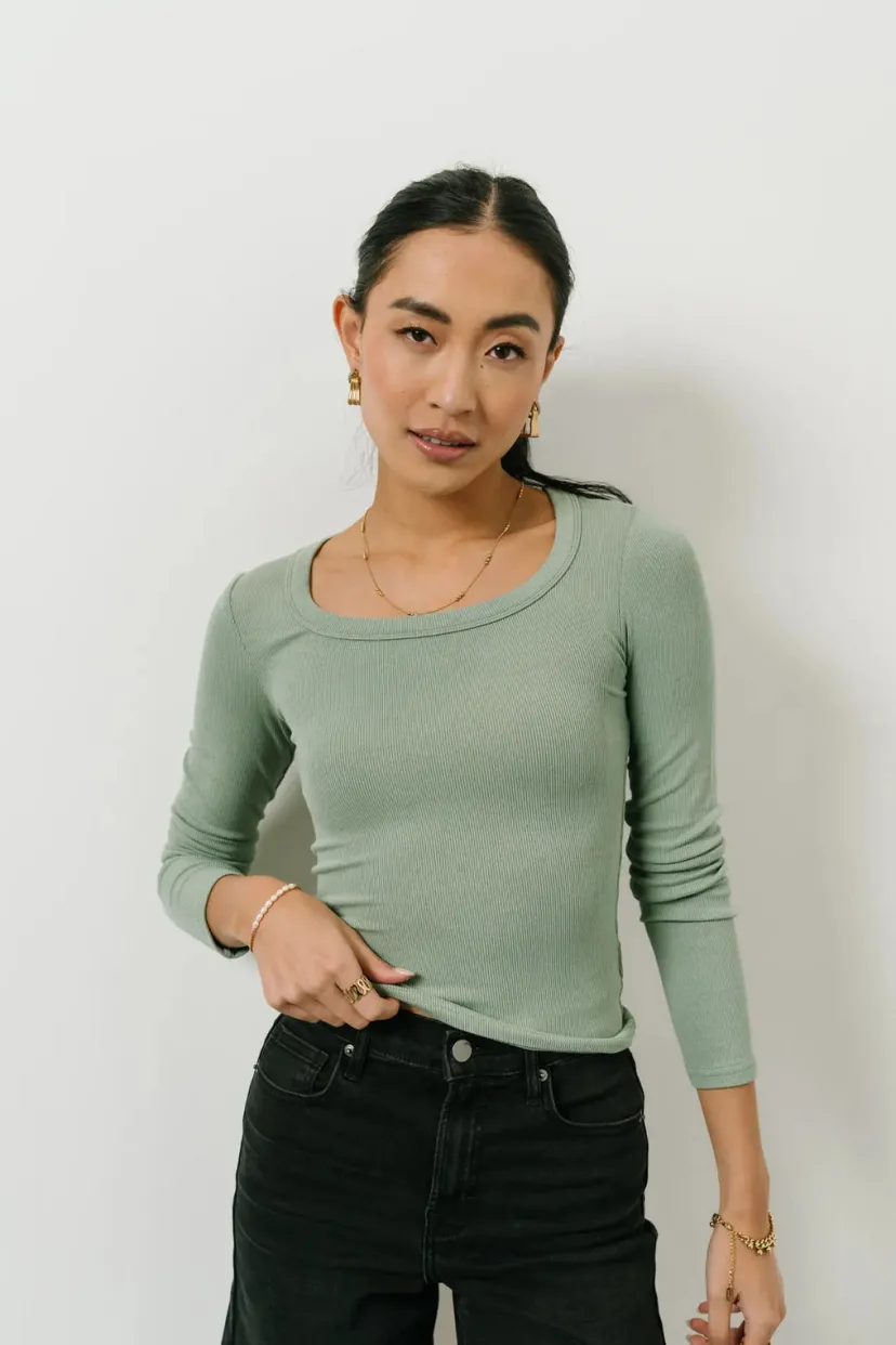 Tops | Tees & Tanks>Bohme Audrey Ribbed Top in - FINAL SALE Green