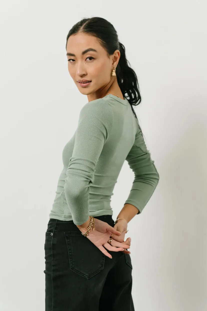 Tops | Tees & Tanks>Bohme Audrey Ribbed Top in - FINAL SALE Green