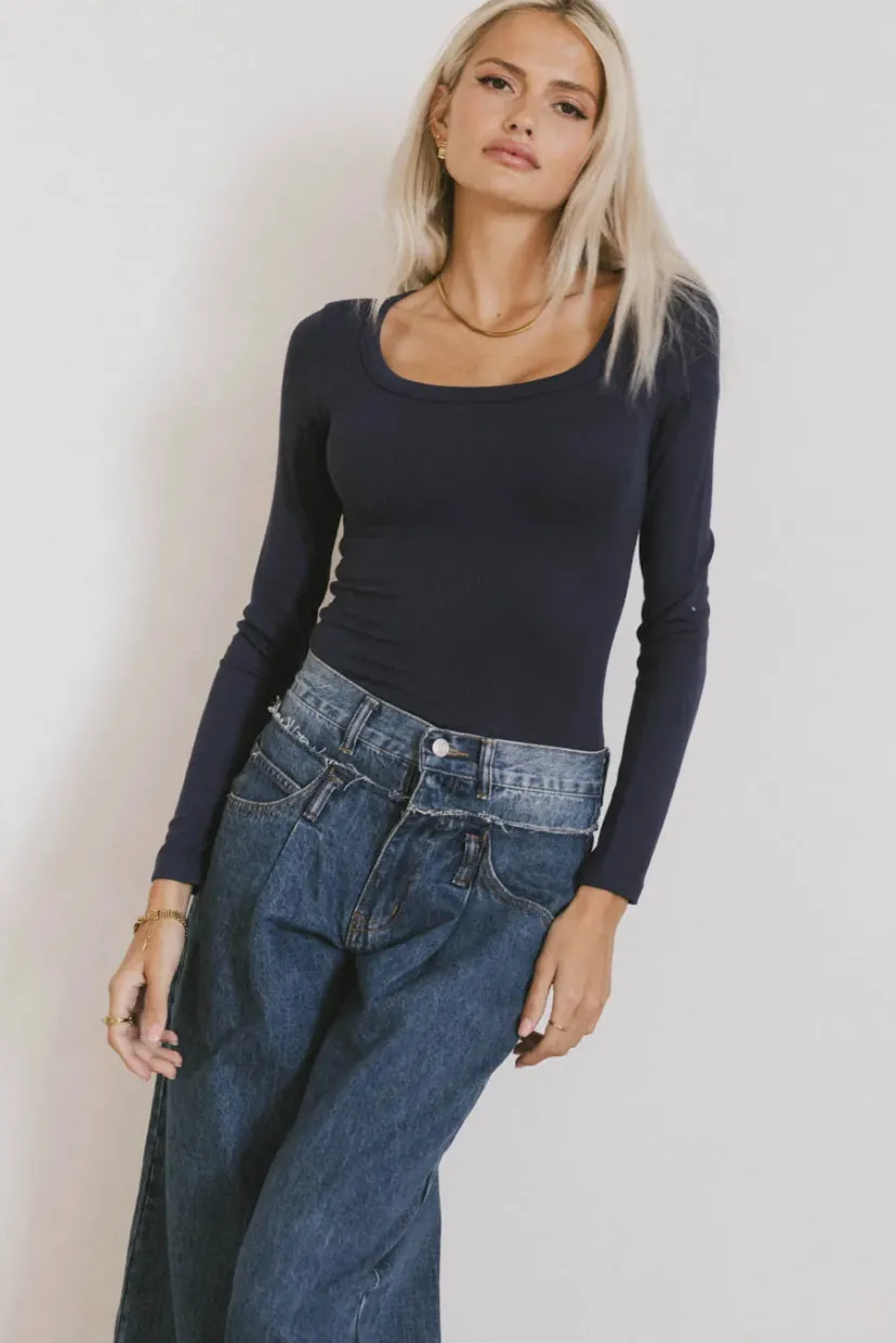 Tops | Tees & Tanks>Bohme Audrey Ribbed Top in Navy