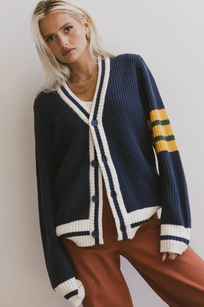 Tops | Sweaters>Bohme Aurelia Knit Cardigan in Navy