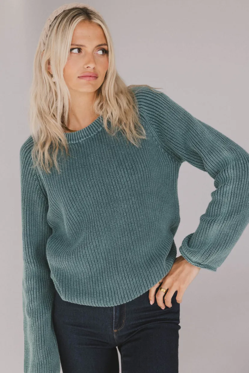 Tops | Sweaters>Bohme Aveline Knit Sweater in Teal