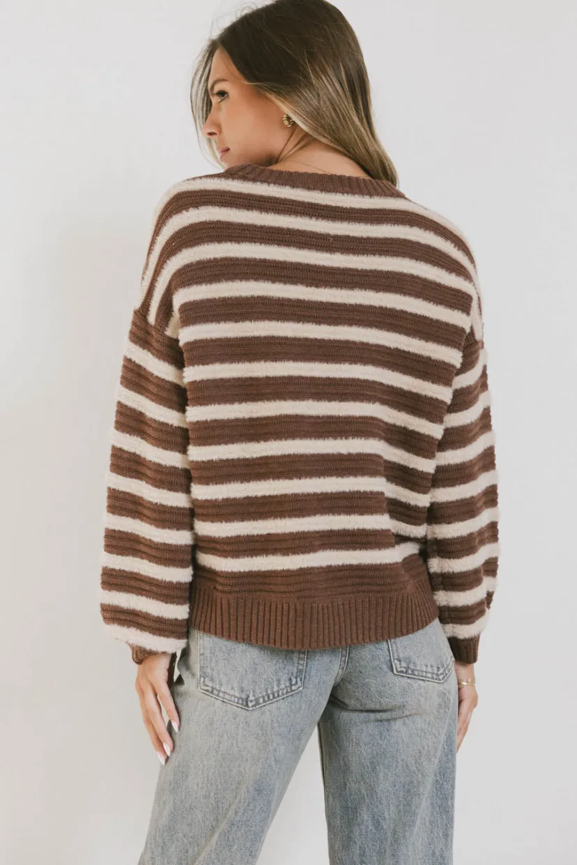 Tops | Sweaters>Bohme Azuline Striped Sweater in Brown