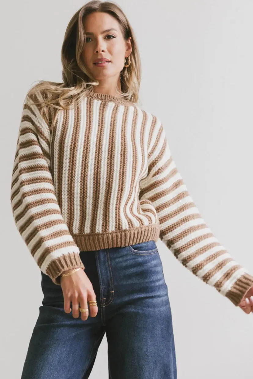 Tops | Sweaters>Bohme Baila Striped Sweater in Mocha