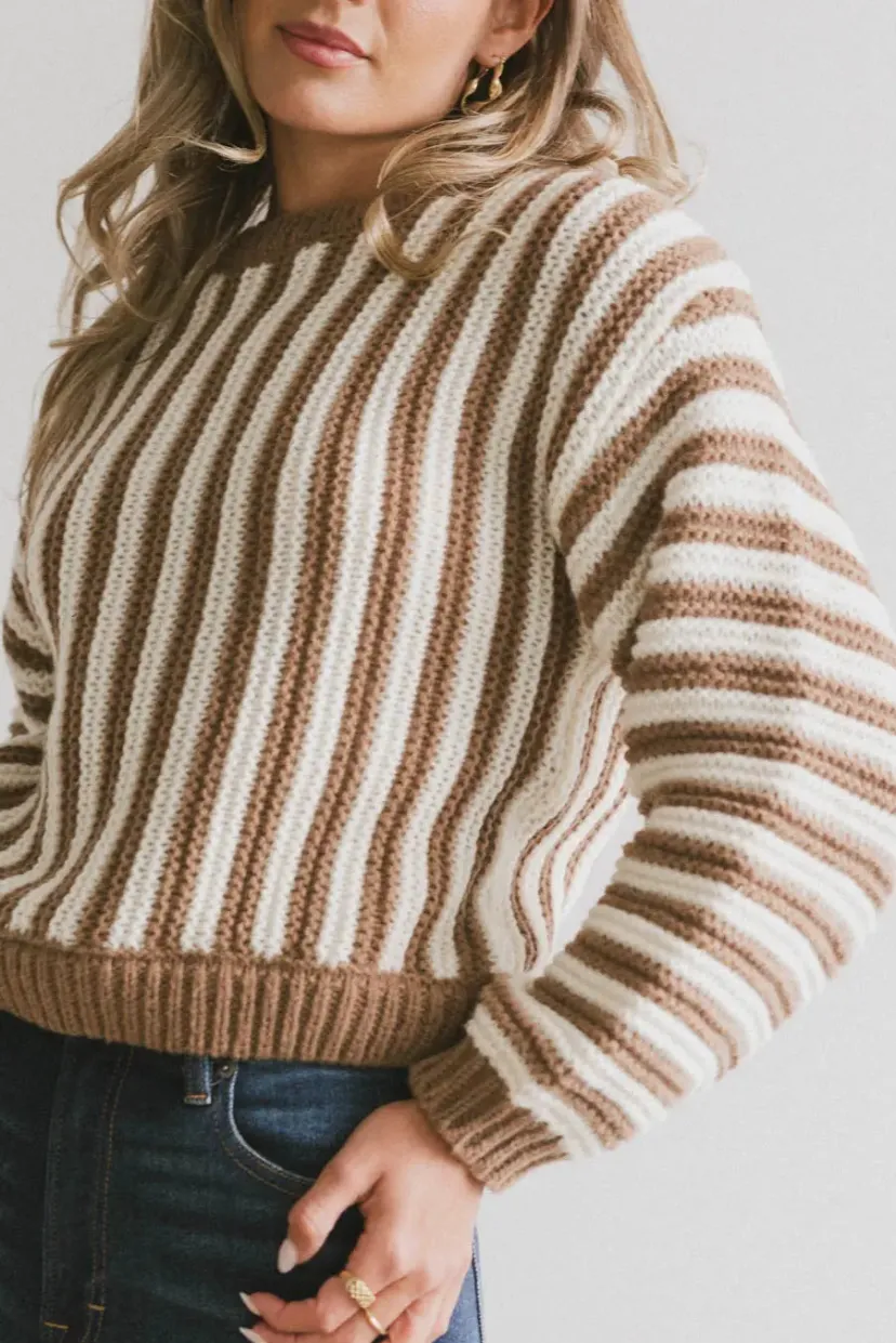 Tops | Sweaters>Bohme Baila Striped Sweater in Mocha