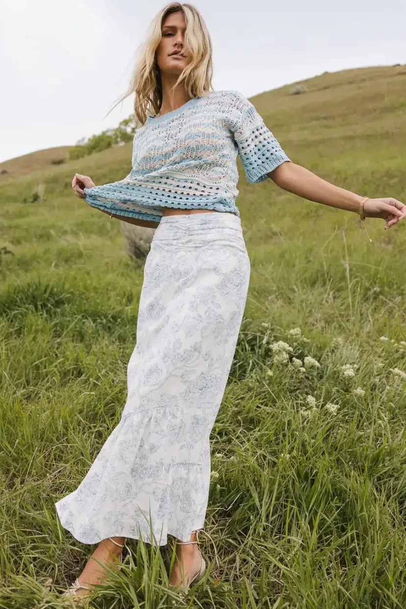 Skirts | All Bottoms>Bohme Bastien Floral Skirt in Blue