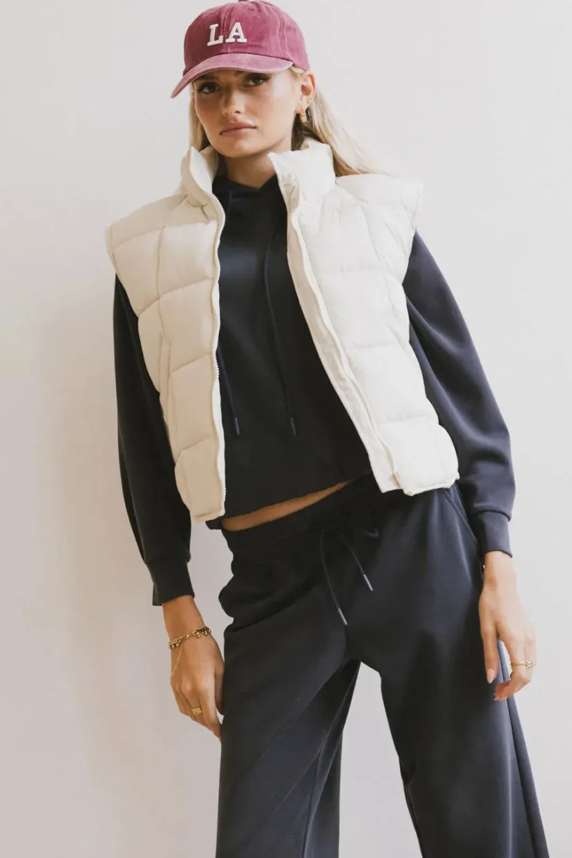 Tops | Vests>Bohme Bellese Quilted Puffer Vest in Bone