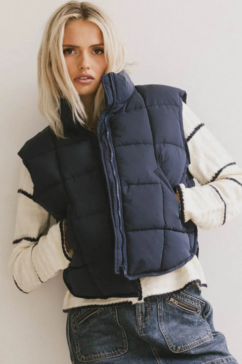 Tops | Vests>Bohme Bellese Quilted Puffer Vest in Navy