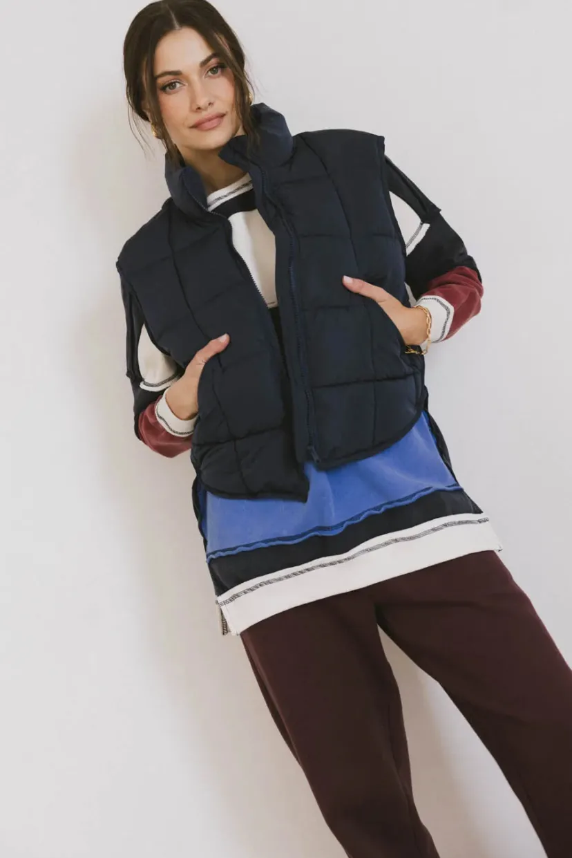 Tops | Vests>Bohme Bellese Quilted Puffer Vest in Navy