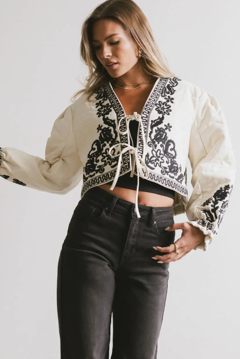 Tops | Jackets>Bohme Benja Embroidered Jacket in Ivory