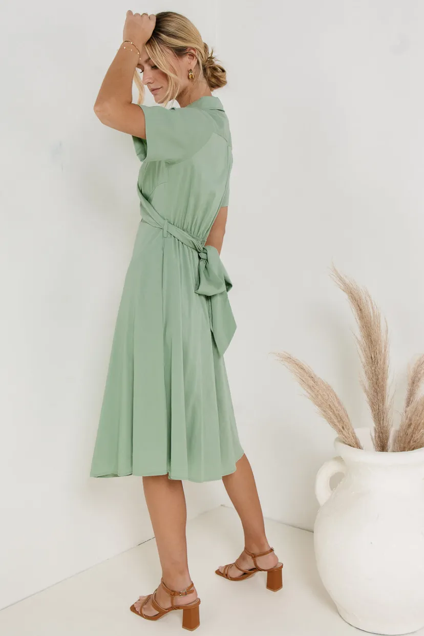 Dresses>Bohme Bennett Collared Dress in Sage