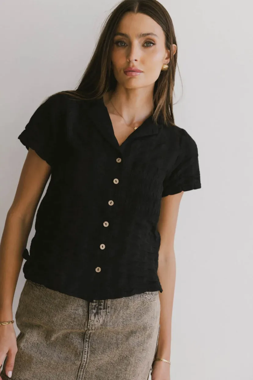 Tops>Bohme Berenice Textured Button Up in Black