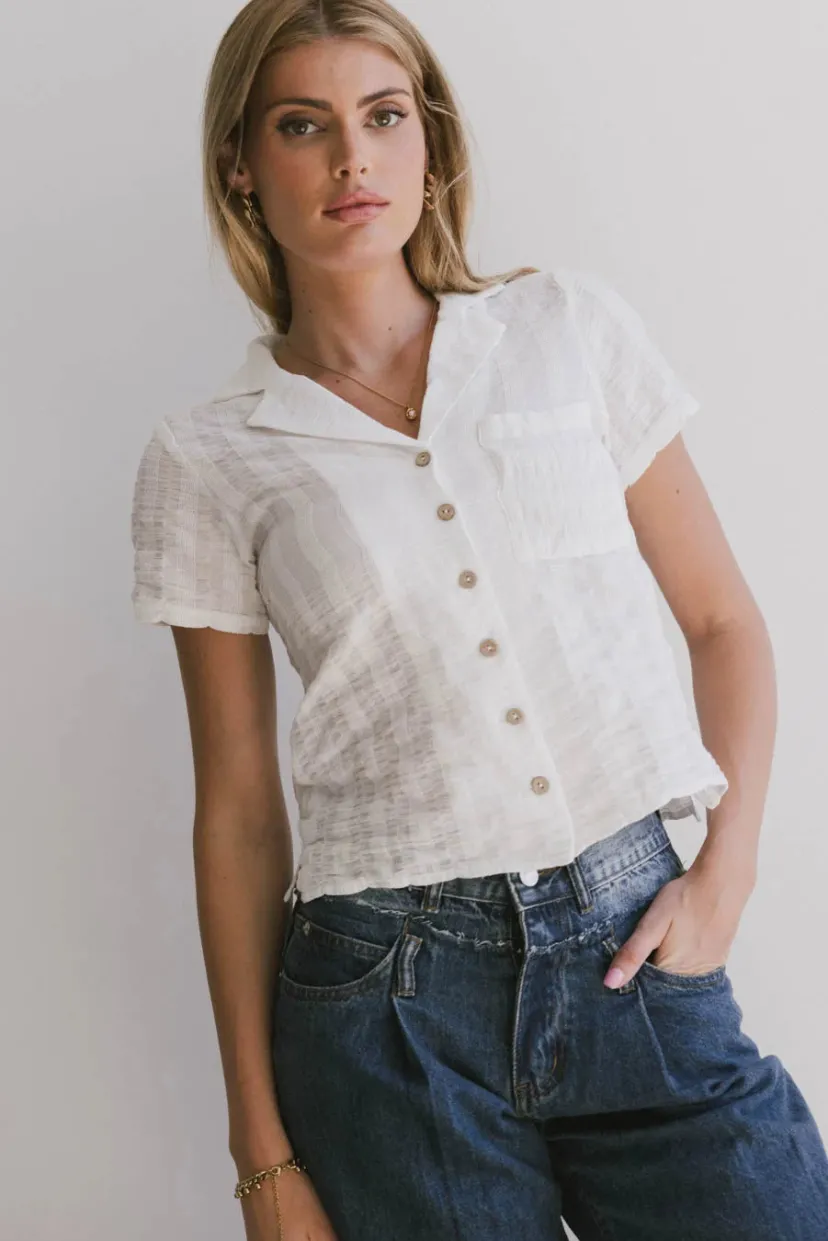 Tops>Bohme Berenice Textured Button Up in White