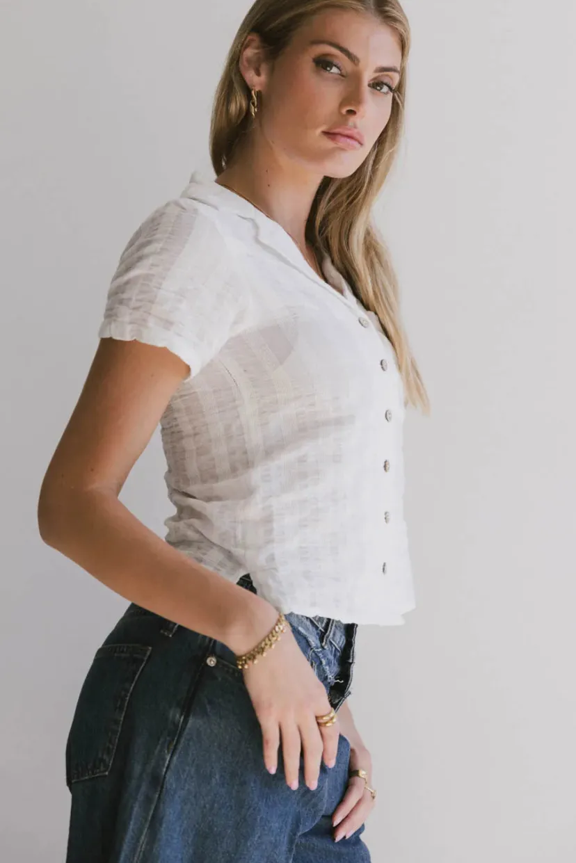 Tops>Bohme Berenice Textured Button Up in White