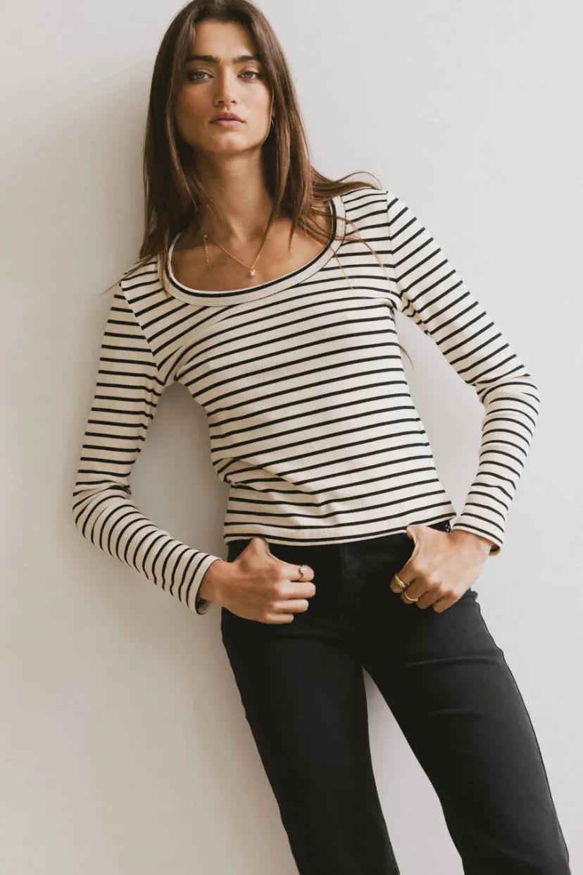 Tops | Essentials>Bohme Bodie Ribbed Top in Beige