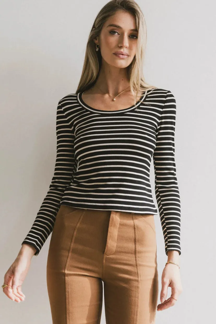 Tops | Essentials>Bohme Bodie Ribbed Top in Black