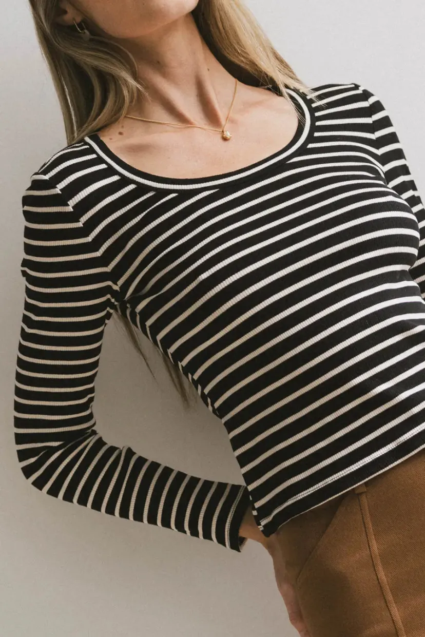 Tops | Essentials>Bohme Bodie Ribbed Top in Black